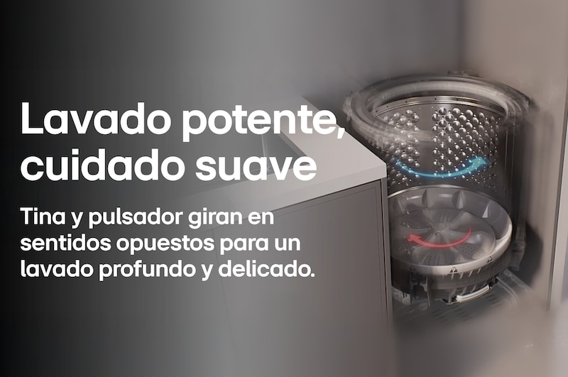 Tapa abierta vista de perfil Vista frontal Lavadora Carga Superior LG WT18MVTB